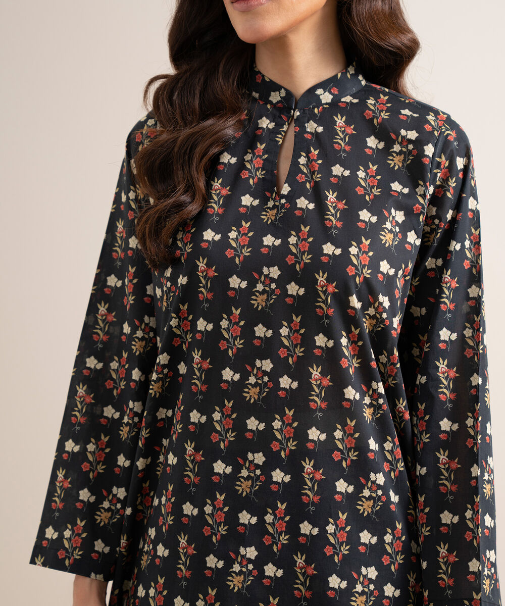 Women's Unstitched Lawn Printed Black 3 Piece Suit