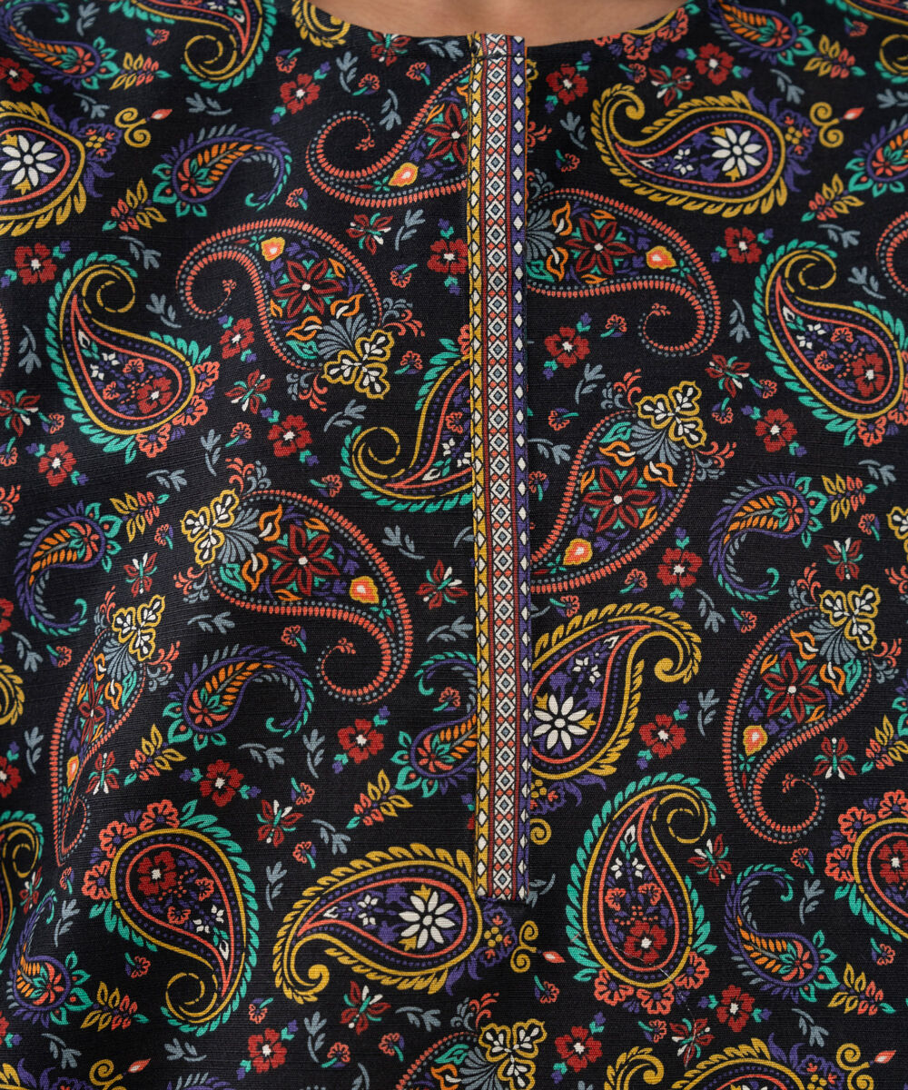 Women's RTW Khaddar Printed Black 2 Piece Suit