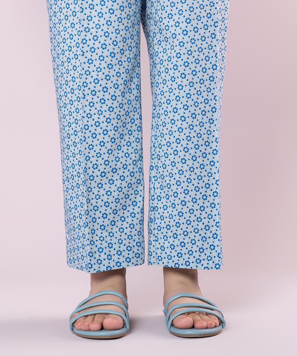 Women's Pret Cotton Viscose Printed Multi Straight Pants