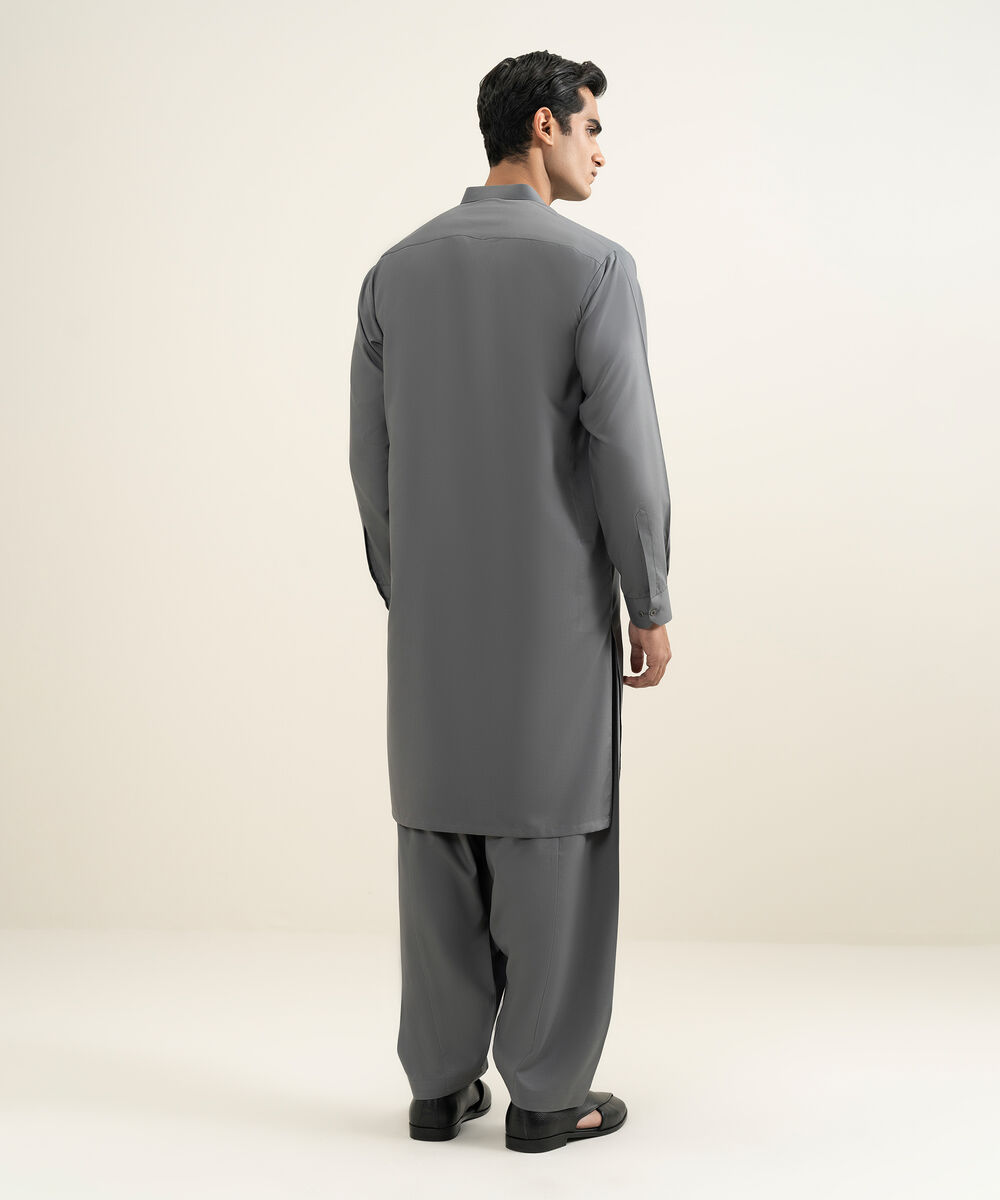 Men's grey Wash & Wear Kameez Shalwar