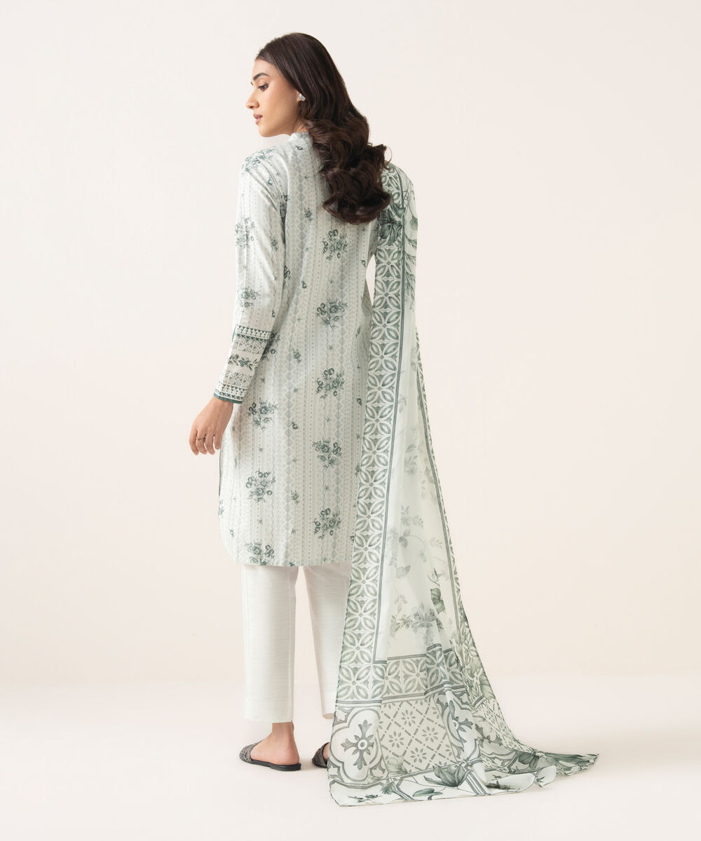 Women's Unstitched Lawn Printed Grey 3 Piece Suit