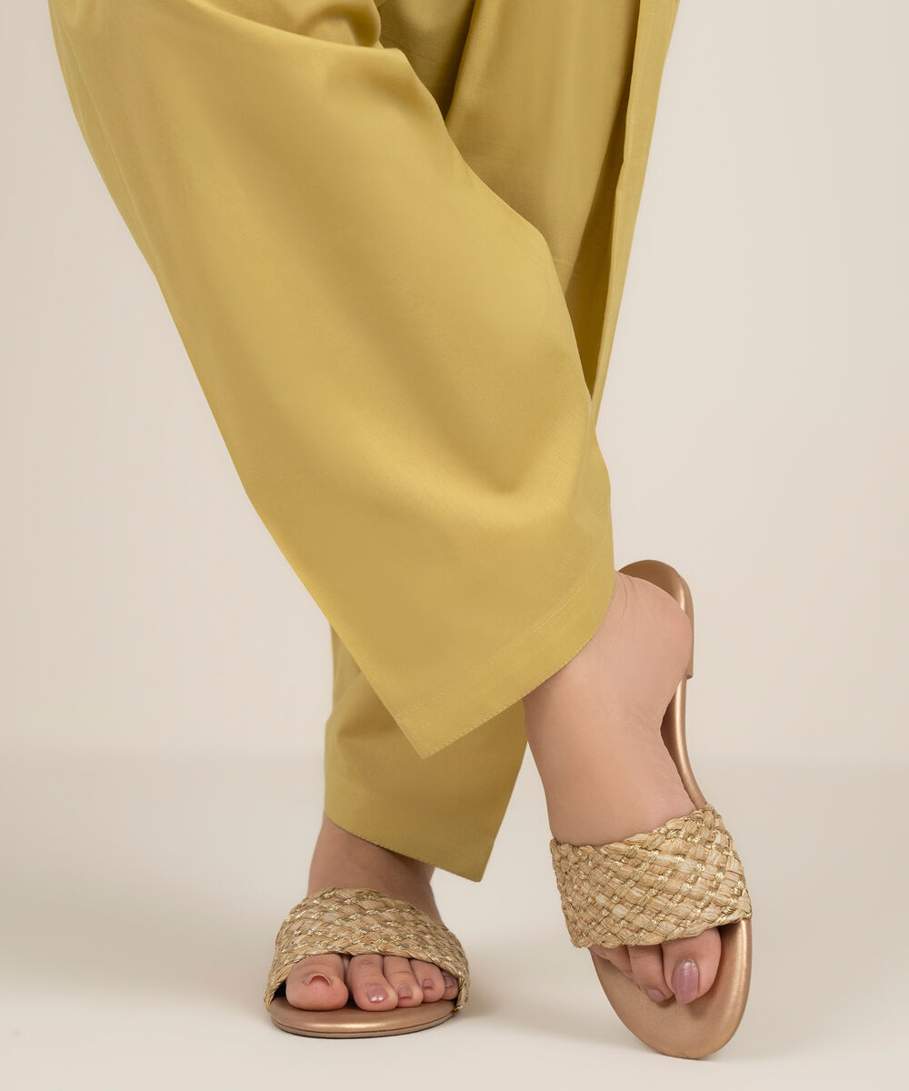 Women's RTW Cambric Solid Yellow Shalwar