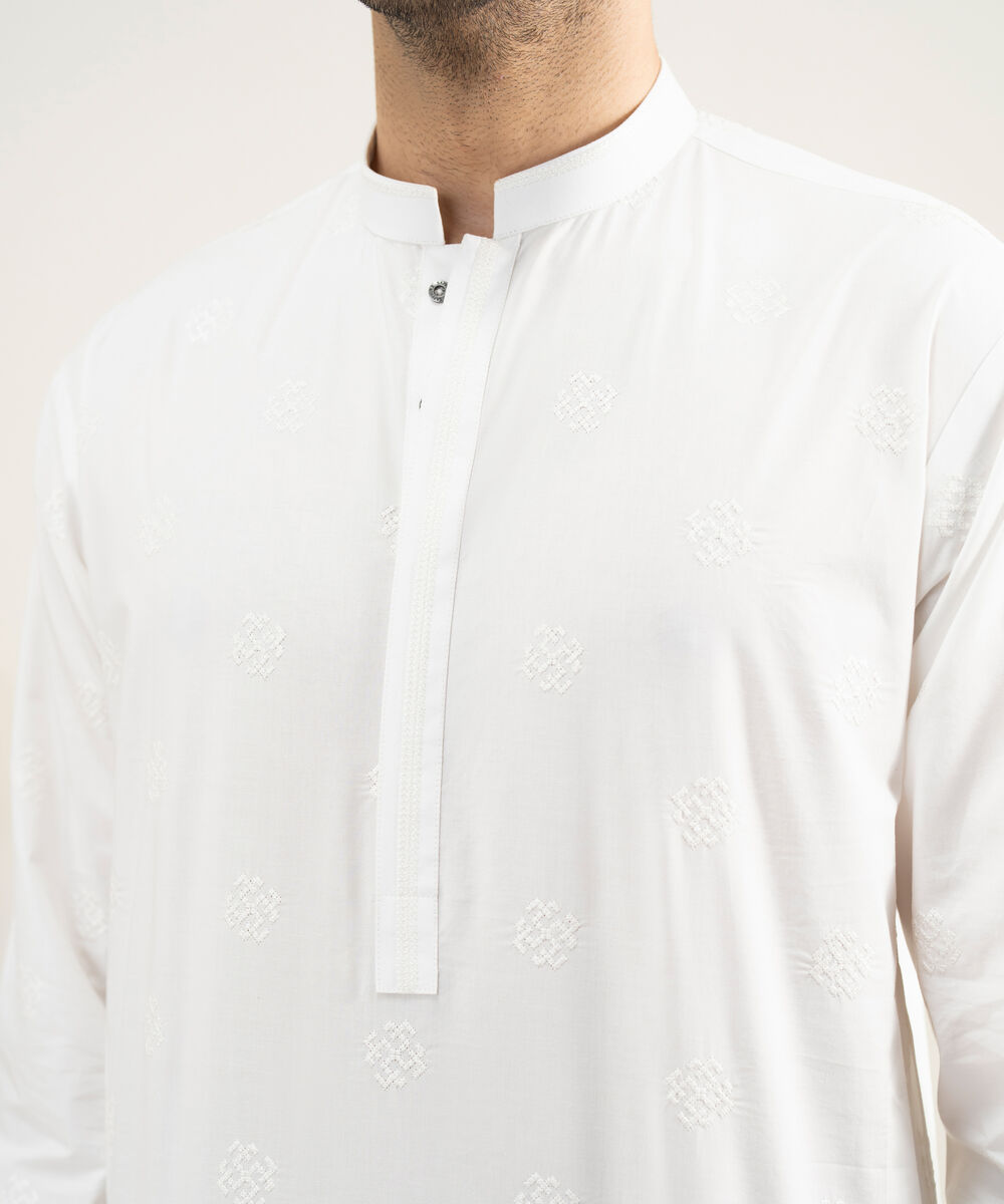 Men's Stitched Premium Cotton Off White Kurta