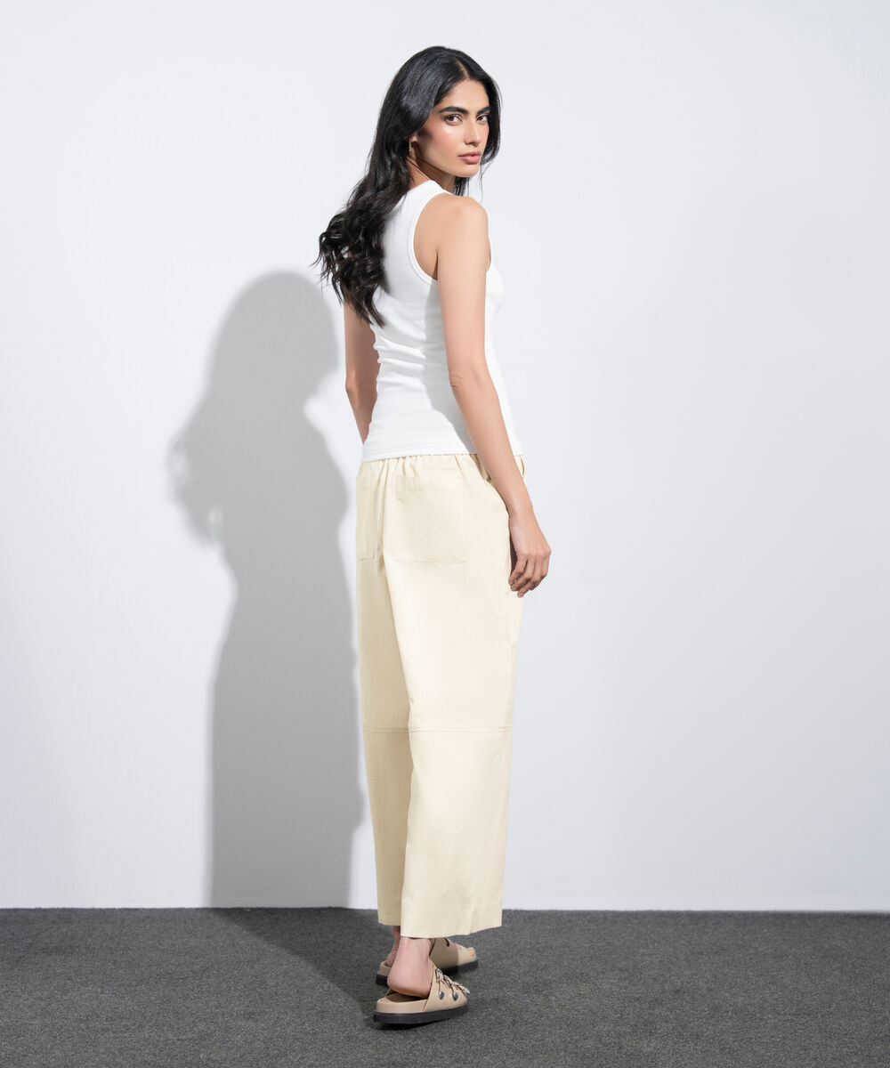 Women's Western Beige Linen Blend Culottes