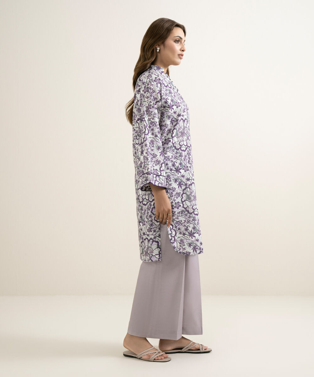 Women's Unstitched Lawn Printed Purple 2 Piece Suit