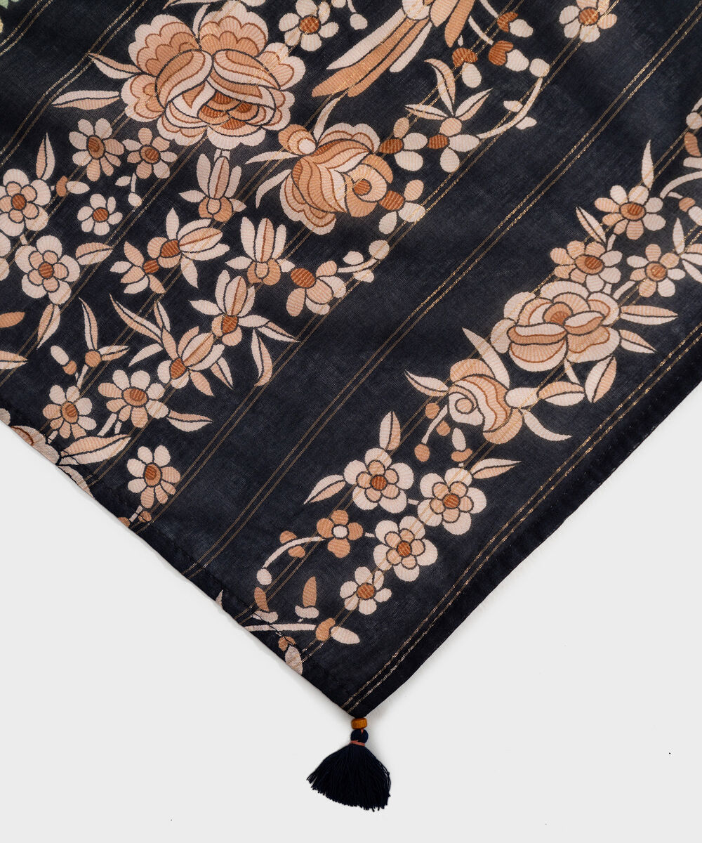 Zari Voile Printed Blue Dupatta