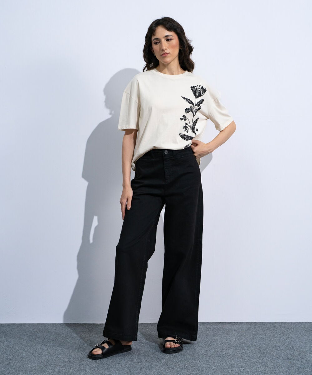 Women's Black Straight Fit Chino Trousers