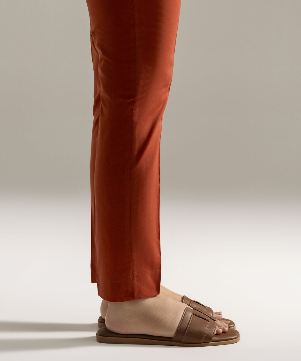 Women's RTW Cambric Printed Orange Straight Pants