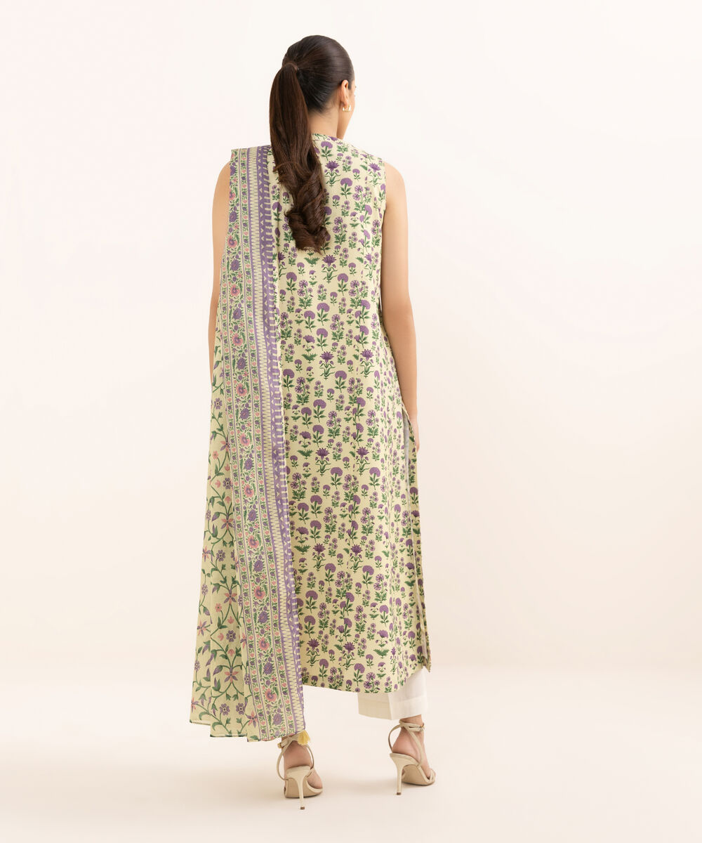 Women's Unstitched Cotton Embroidered Multi Two Piece Suit