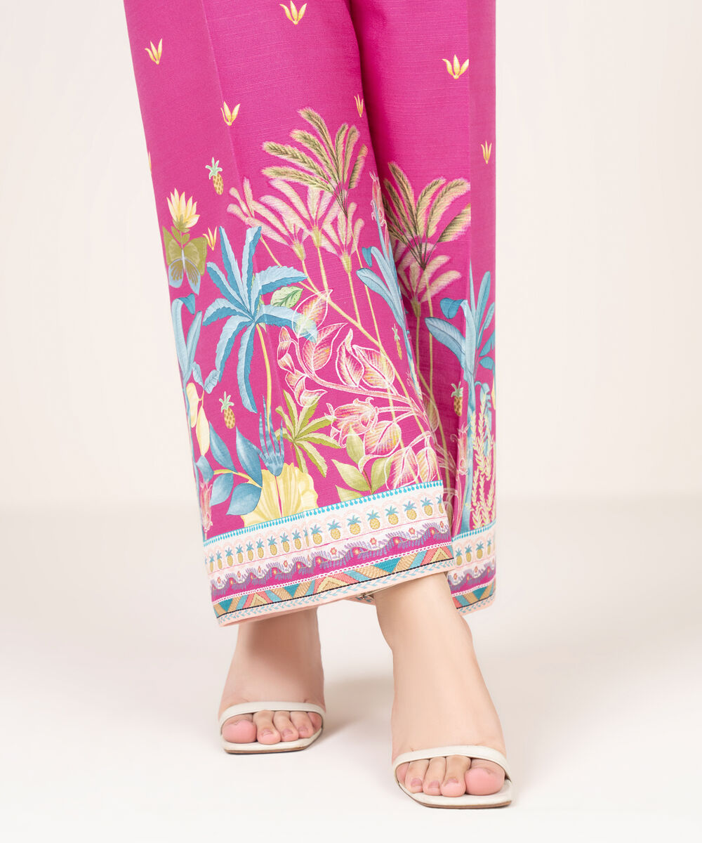 Women's RTW Khaddar Printed Pink Culottes