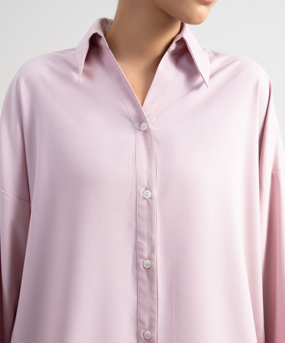 Women's Pink Oversize Button Down