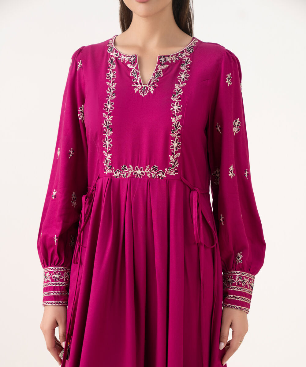 Women's RTW Viscose Marina Pink Dyed Dress