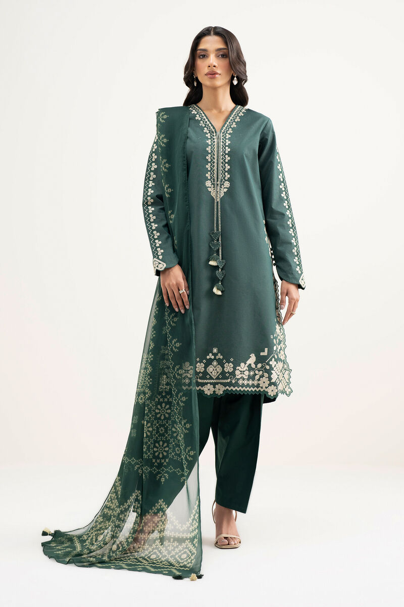 3 Piece - Embroidered Zari Lawn Suit