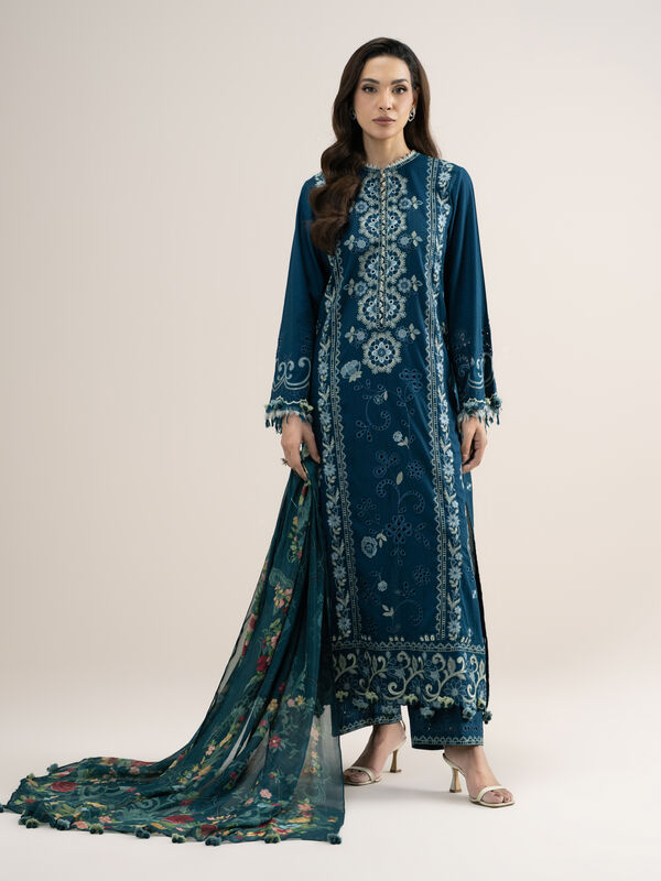 3 Piece - Embroidered Dobby Suit