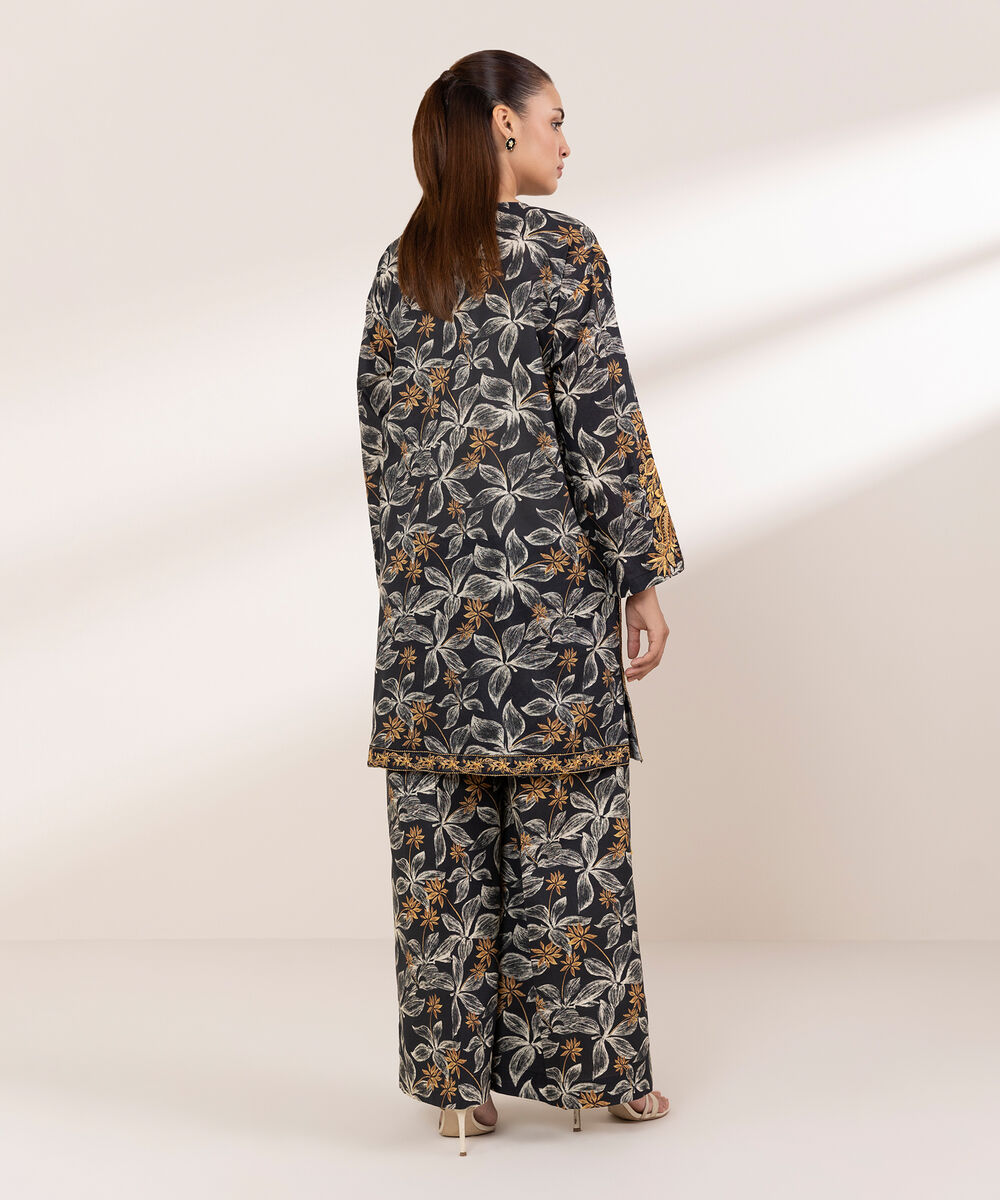 Women's RTW Lawn Black Embroidered Boxy Shirt
