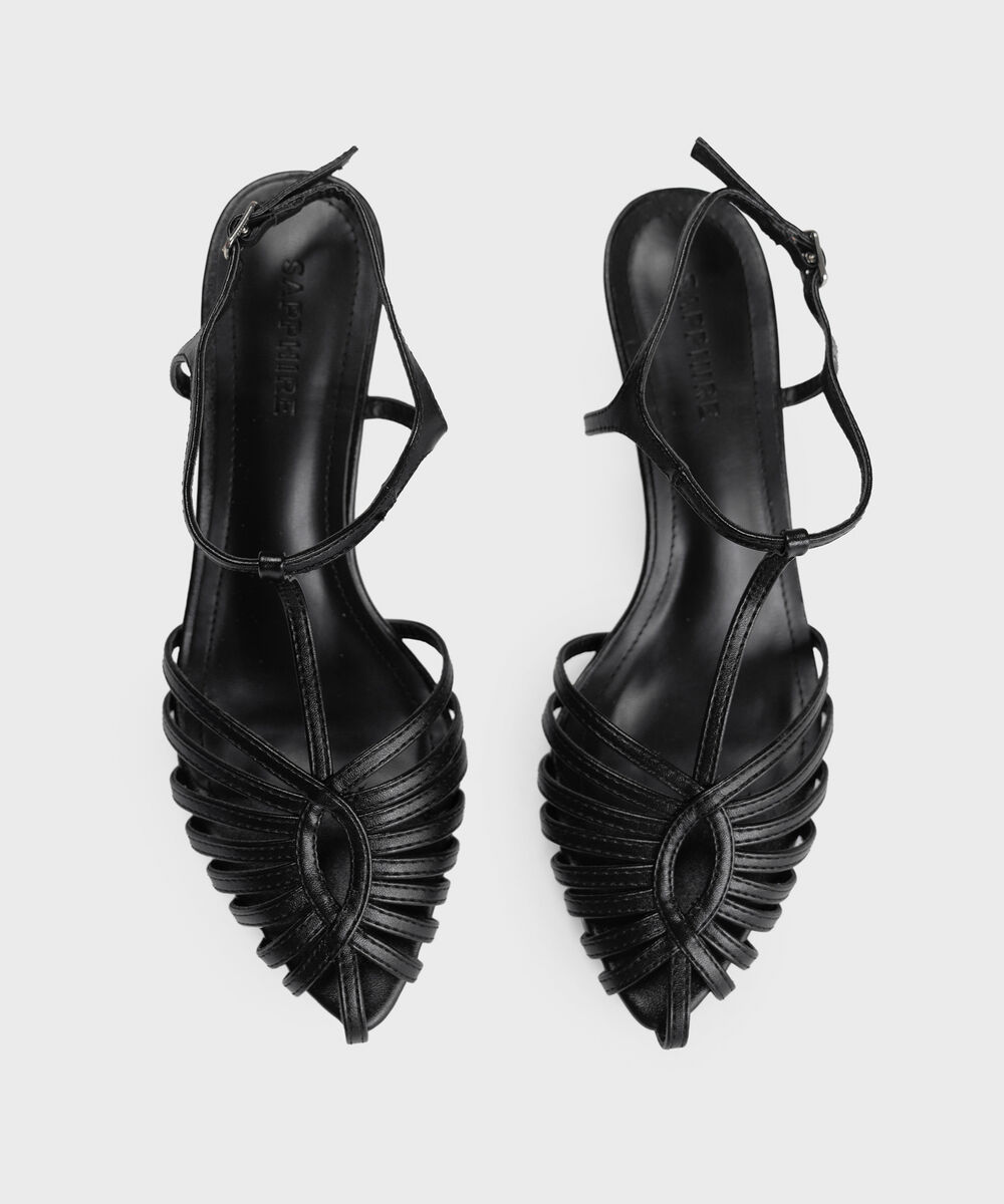 Women's Black Kitten Heel Sandal