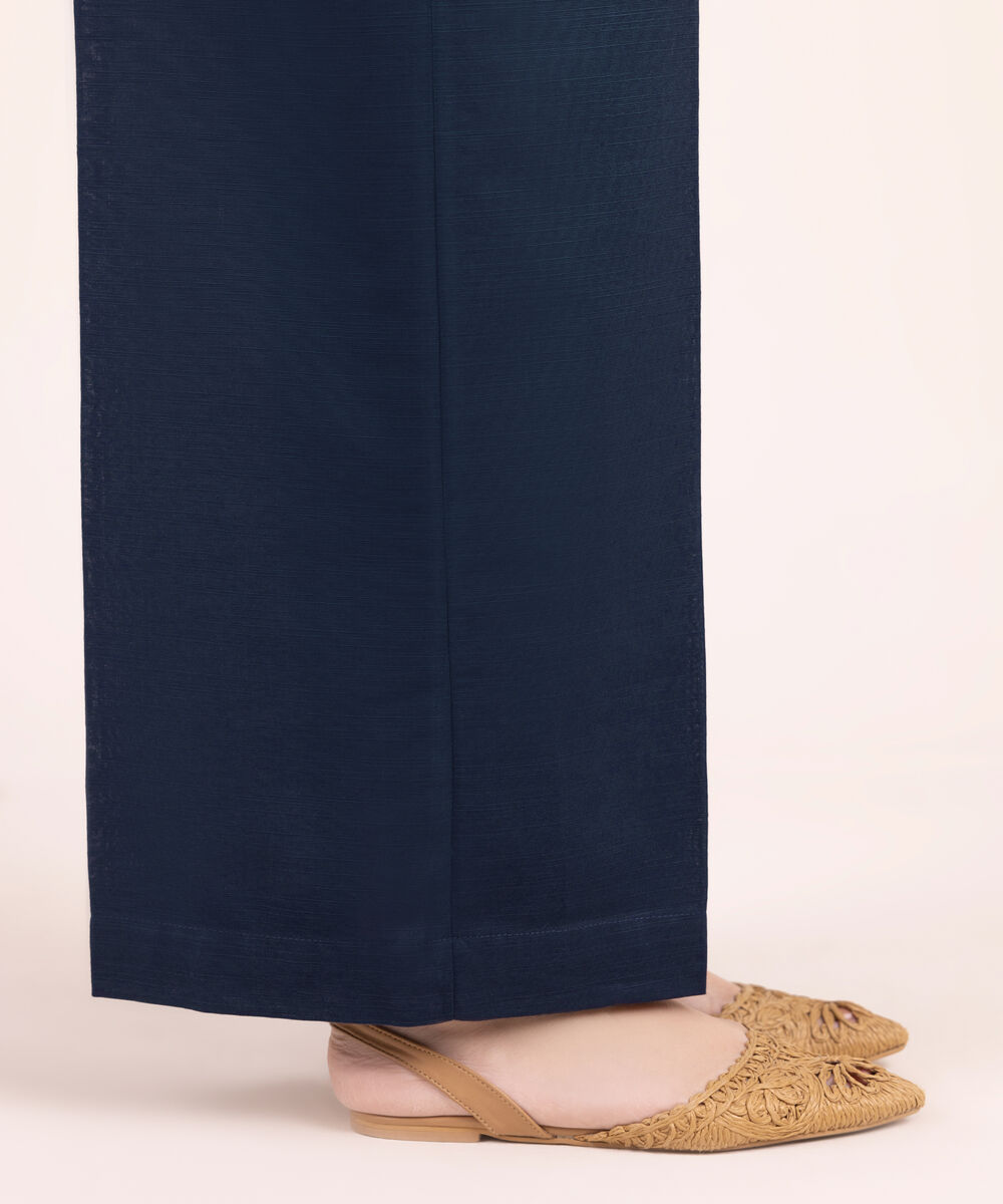Women's RTW Khaddar Solid Blue Culottes