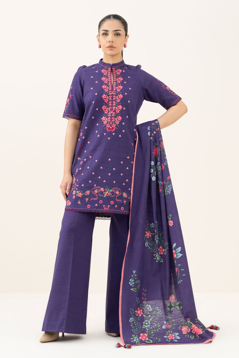 3 Piece - Embroidered Khaddar Suit