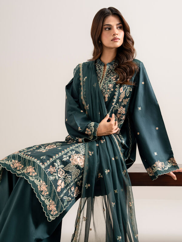 3 Piece - Embroidered Cotton Viscose Suit