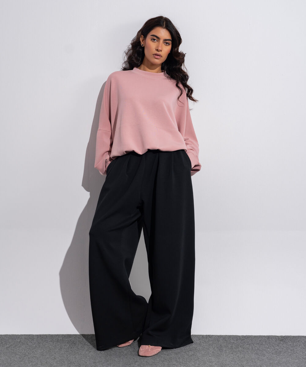 Women's Western Wear Black Soft-Lux Pleated Trousers