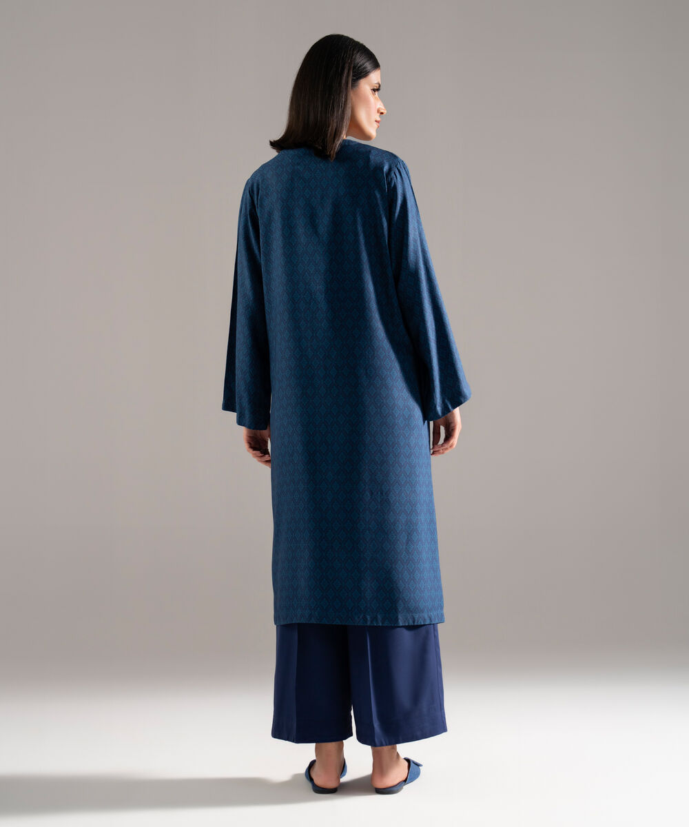 Women's RTW Viscose Marina Printed Blue Straight Shirt