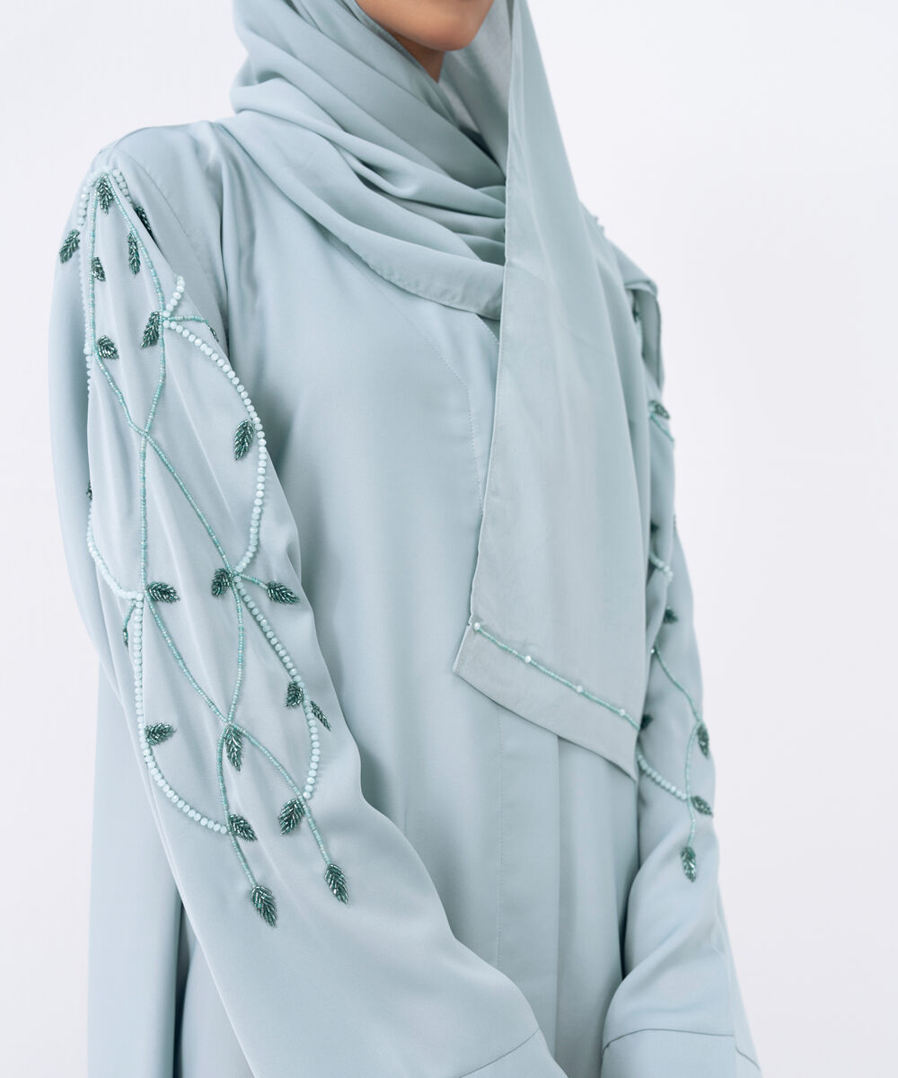 Women's Blue Polyester Abaya Set