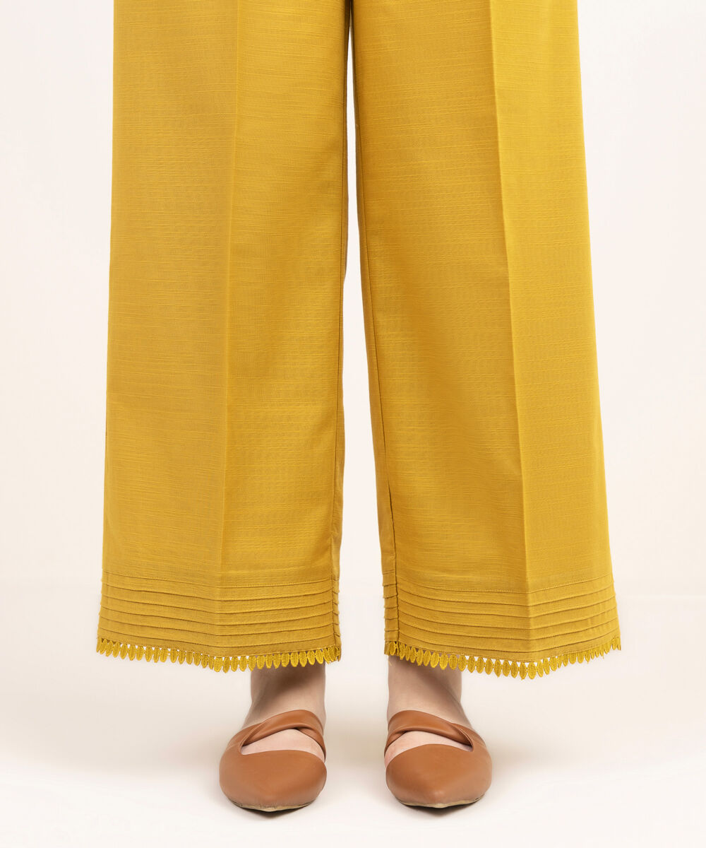 Women's RTW Khaddar Solid Yellow Culottes