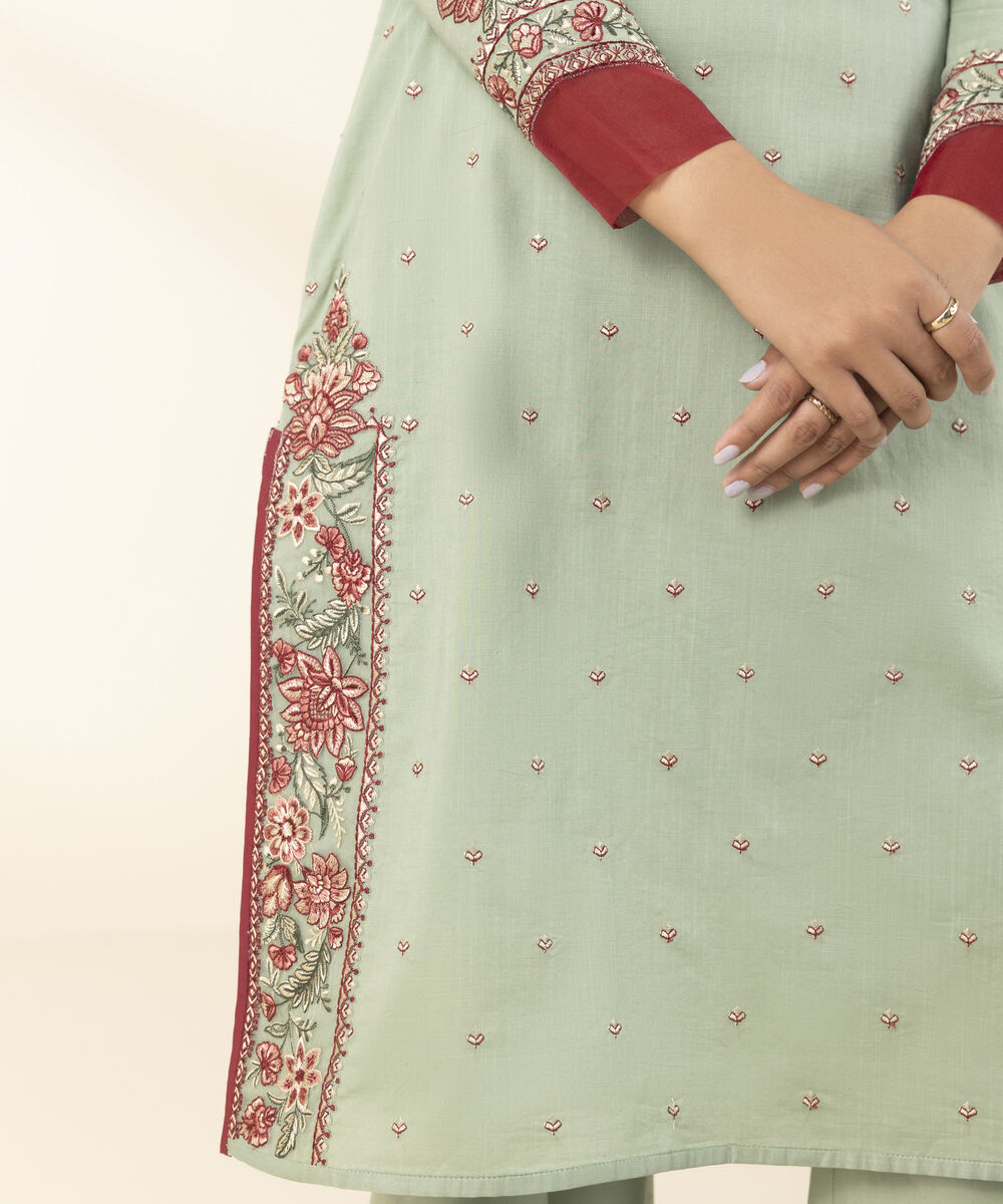 Unstitched Women's Green Cross Hatch Shirt Dupatta