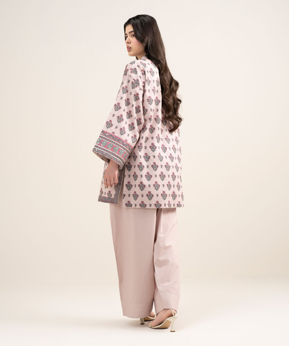 Women's Unstitched Lawn Printed Pink 2 Piece Suit