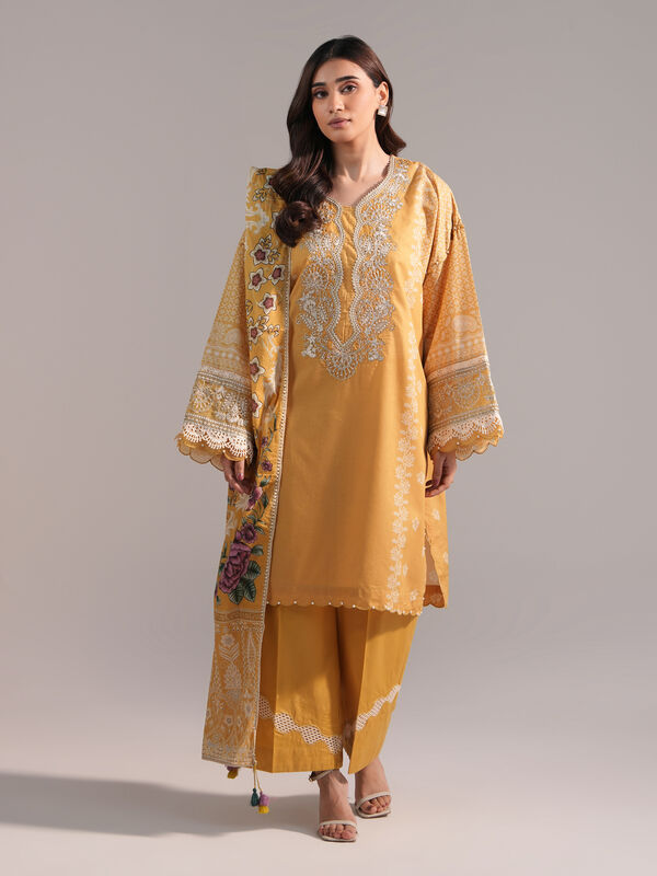 3 Piece - Embroidered Zari Lawn Suit