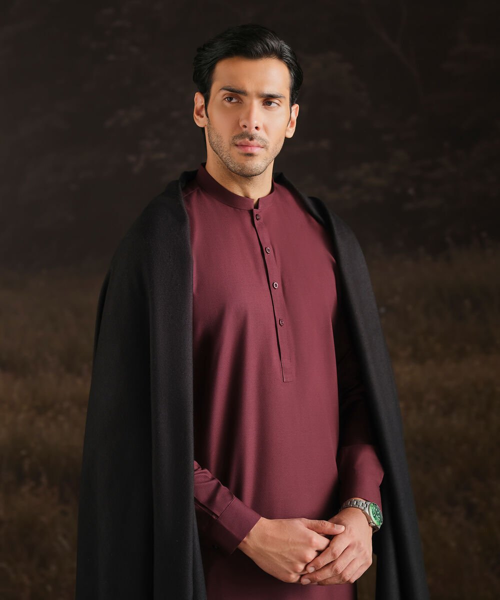 Wool Blended Shawl Men Wool Blended Black Shawl