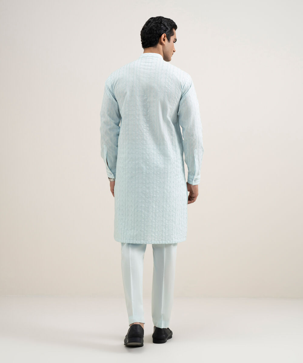 Men's Stitched Cotton Blue Suit