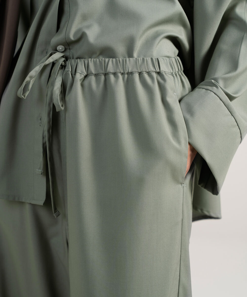 Women's Sage Green Wide-Leg Pants