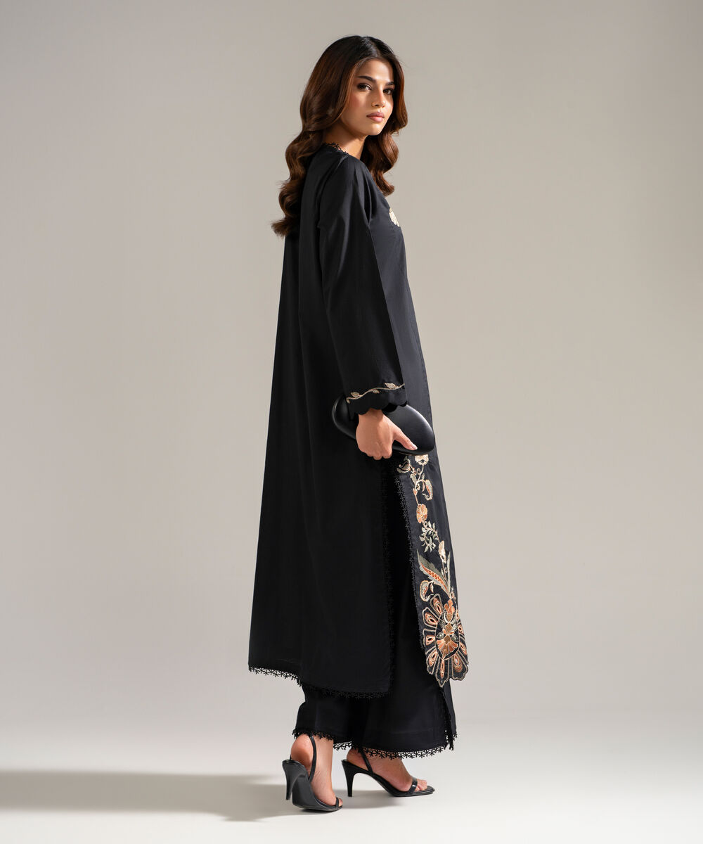 Women's RTW Lawn Embroidered Black 2 Piece Suit