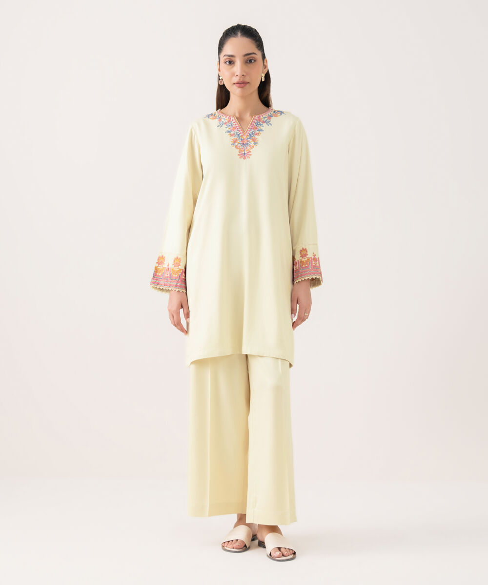 Women's RTW Viscose Marina Cream Dyed Straight Shirt