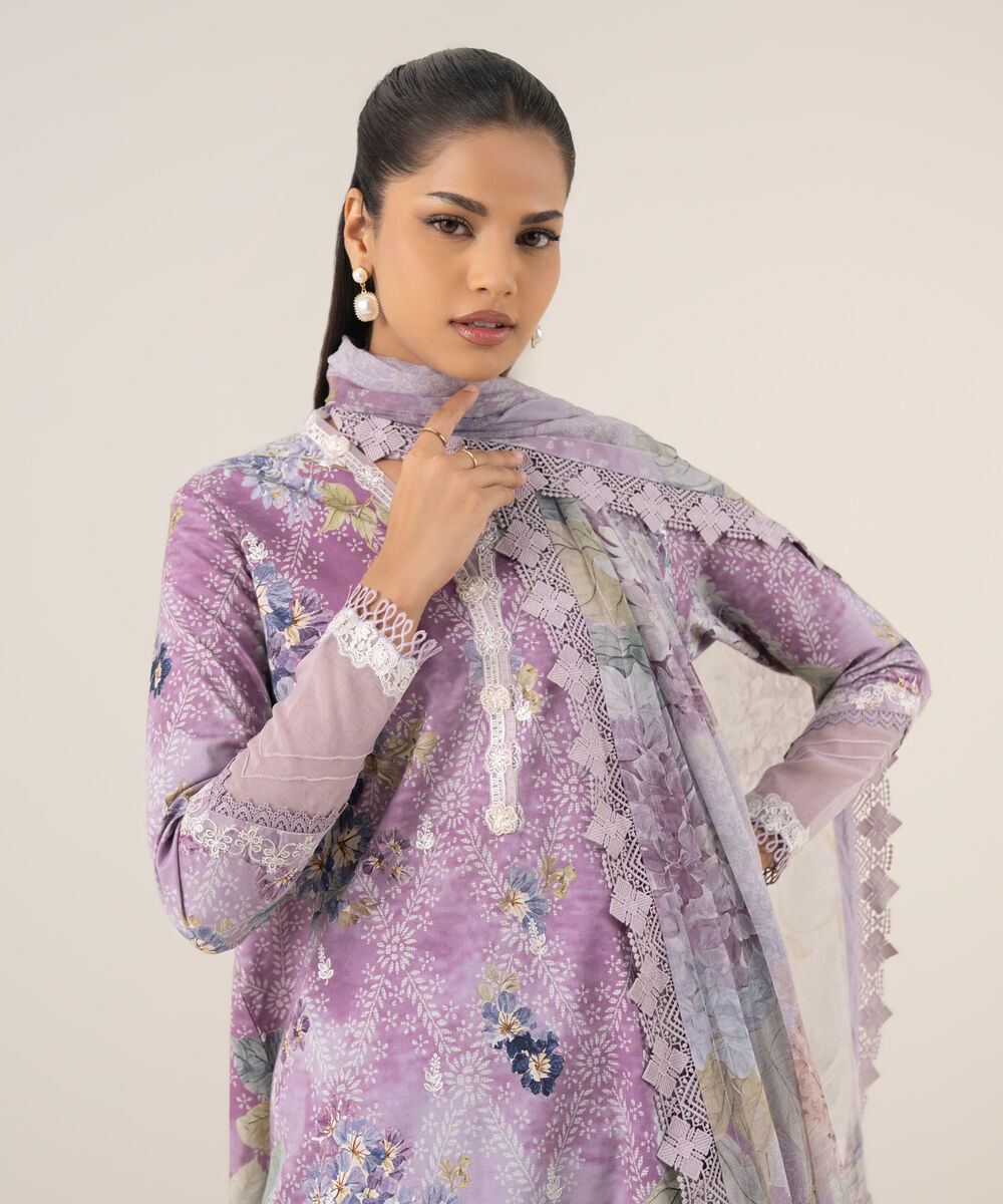 Women's Unstitched Pima Lawn Printed Three Piece Suit