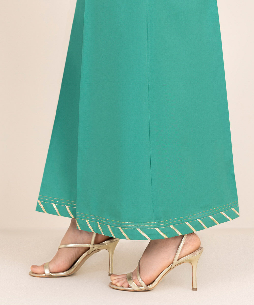 Women's RTW Cambric Green Solid Sharara