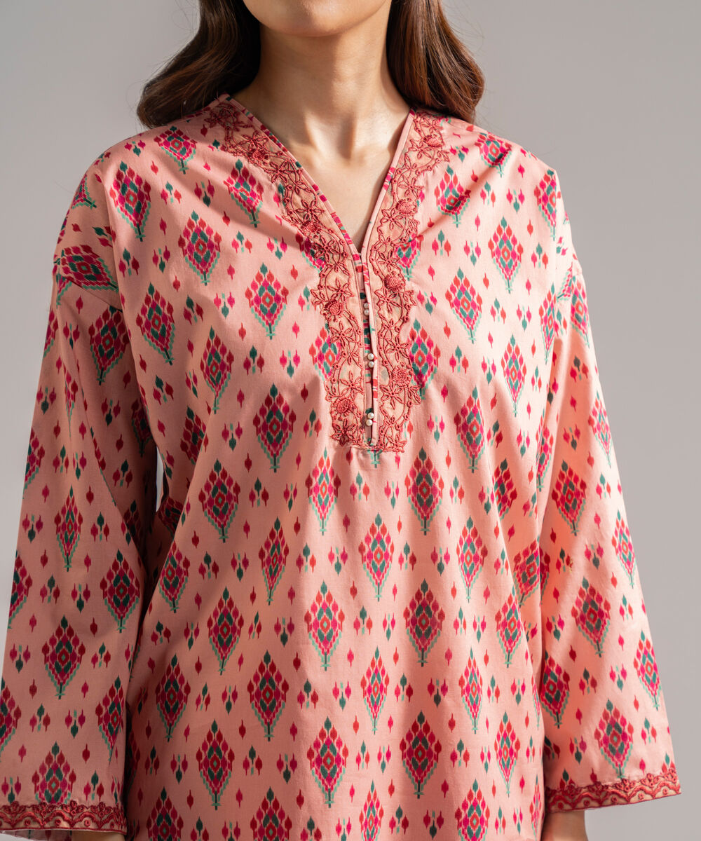 Women's RTW Cambric Embroidered Pink 2 Piece Suit