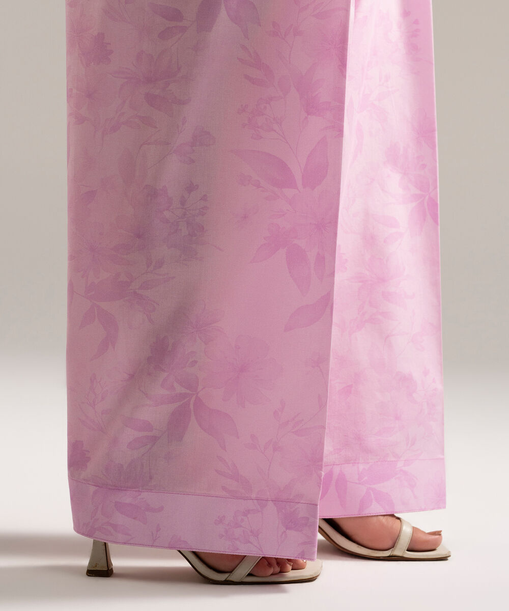 Women's RTW Cambric Printed Lavendar Farshi Shalwar