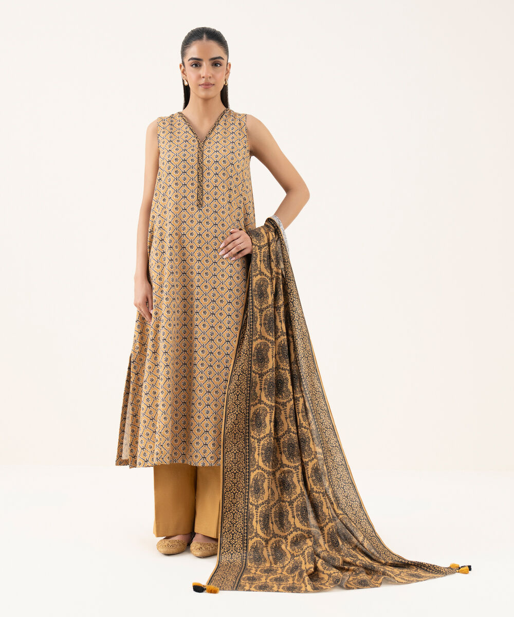 Women's Unstitched Lawn Printed Multi Three Piece Suit