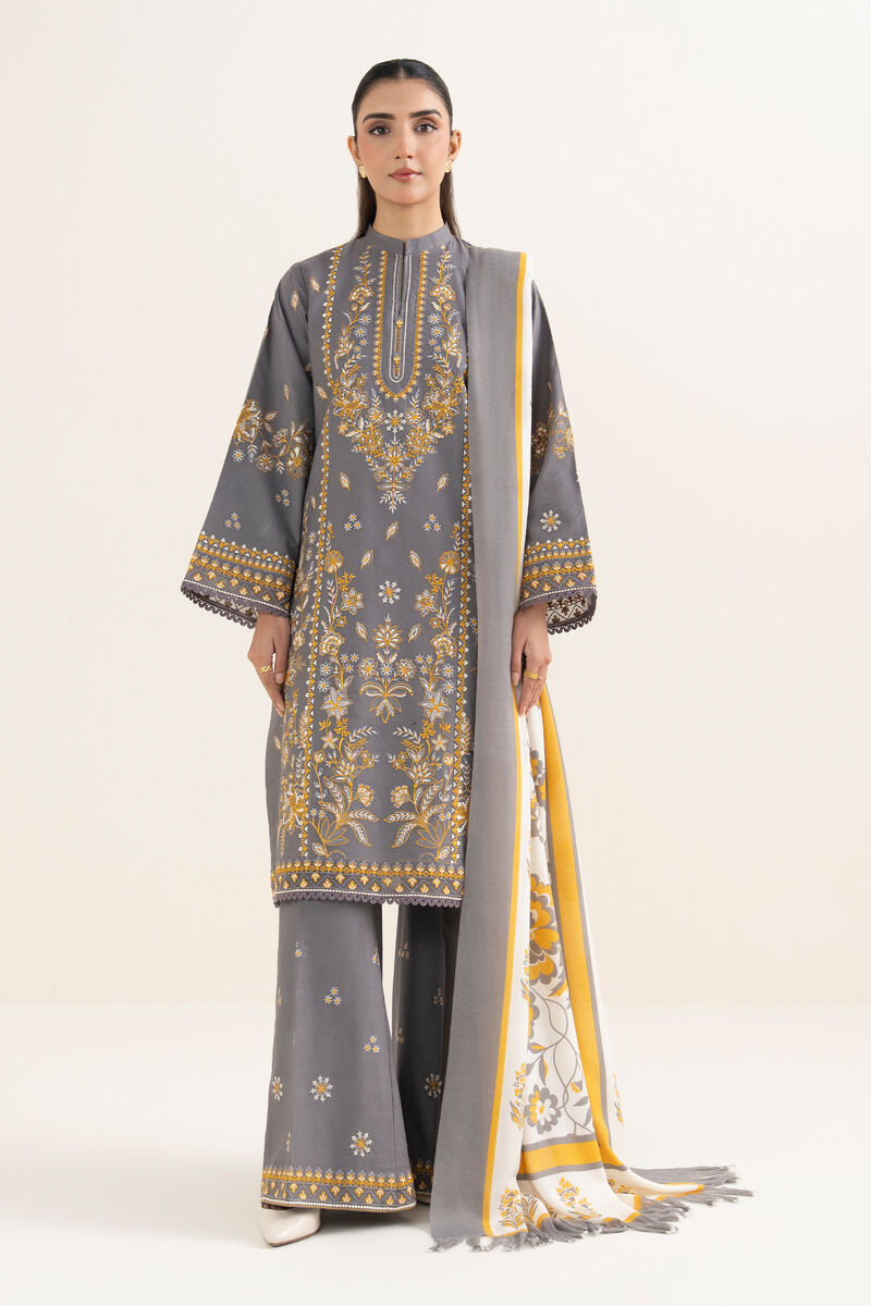 3 Piece - Embroidered Zari Khaddar Suit
