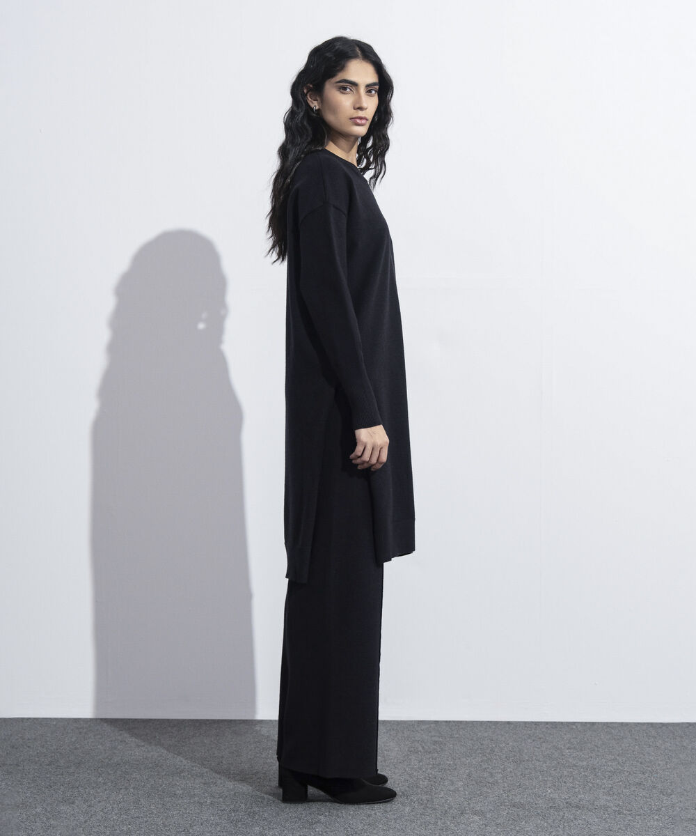 Women's Western Wear Black Sweater Knit Long Top