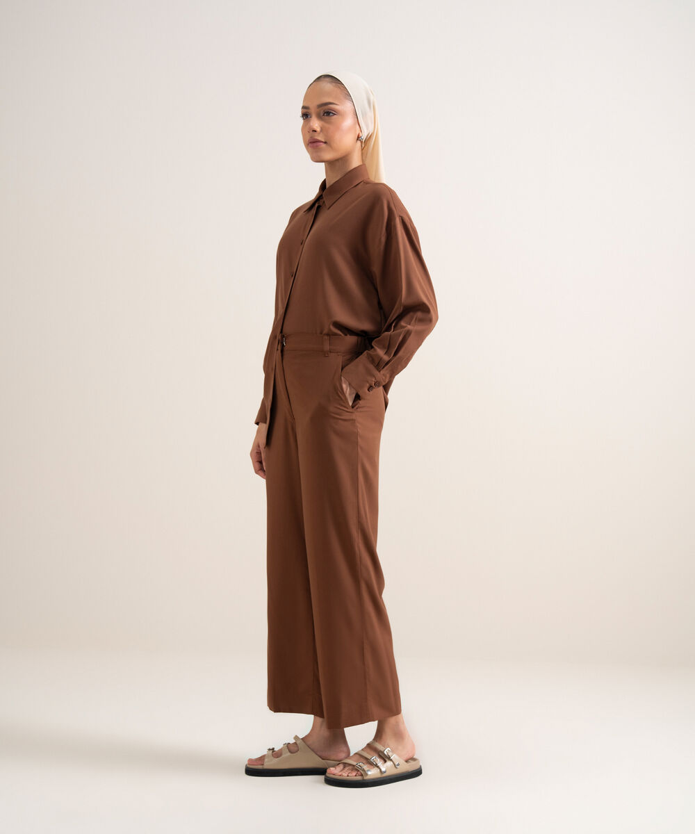 Women's Brown Straight-Leg Pants