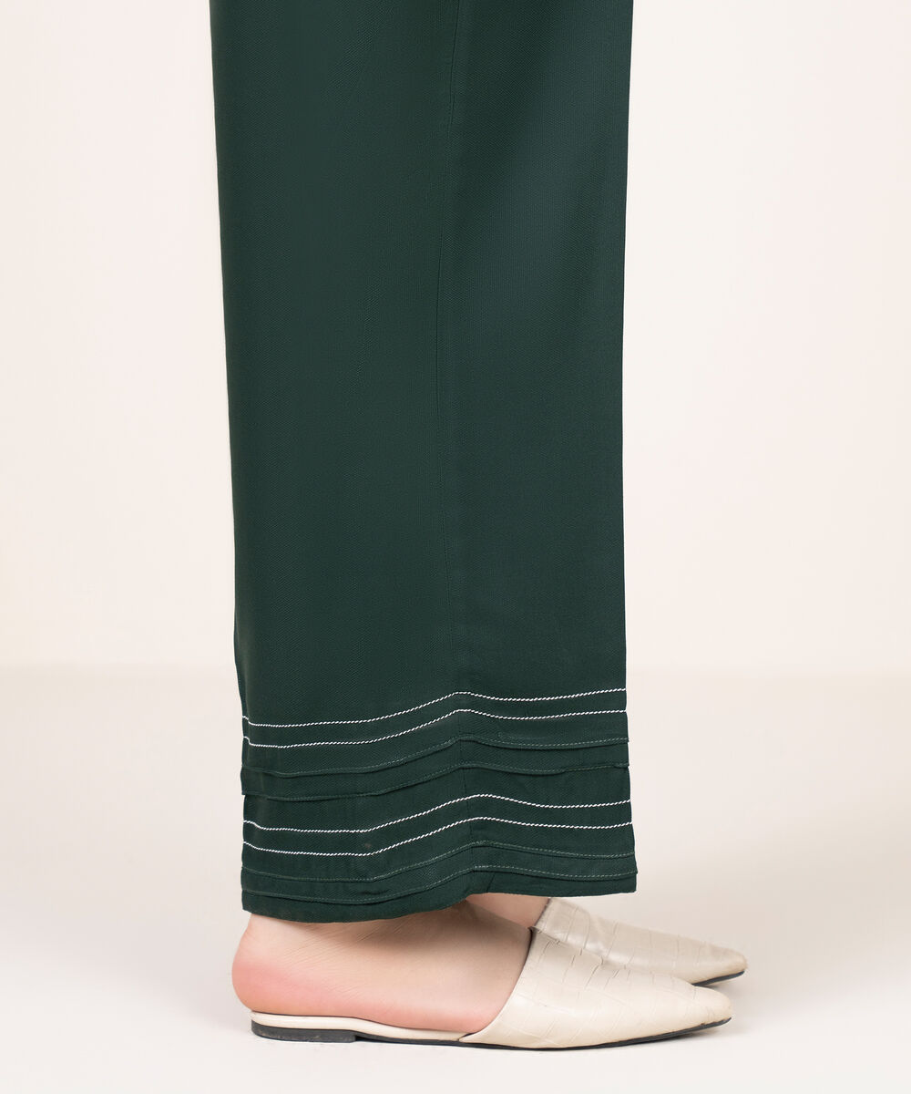 Women's RTW Bedford Solid Green  Straight Pants
