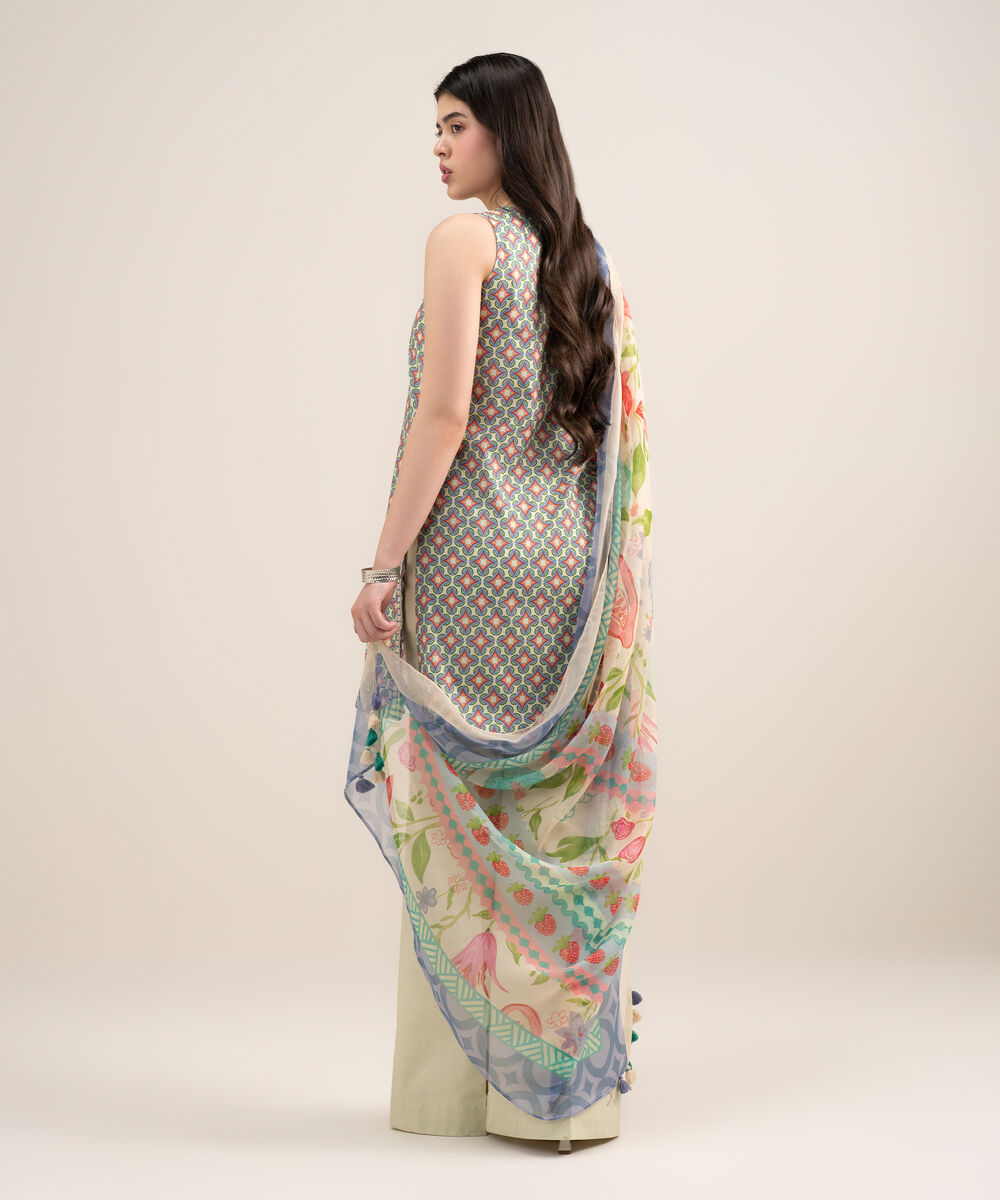 Women's Unstitched Lawn Printed Multi 2 Piece Suit