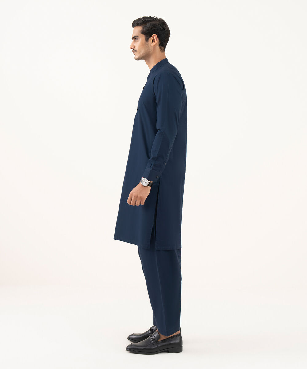 Men's 100% Cotton Plain Blue Kurta Shalwar
