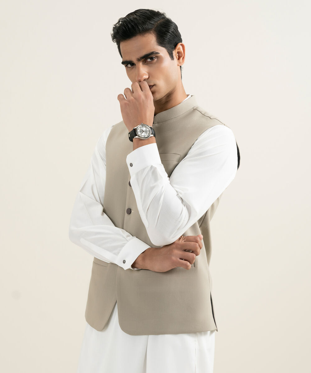 Men's olive Premium Wash & Wear Waistcoat