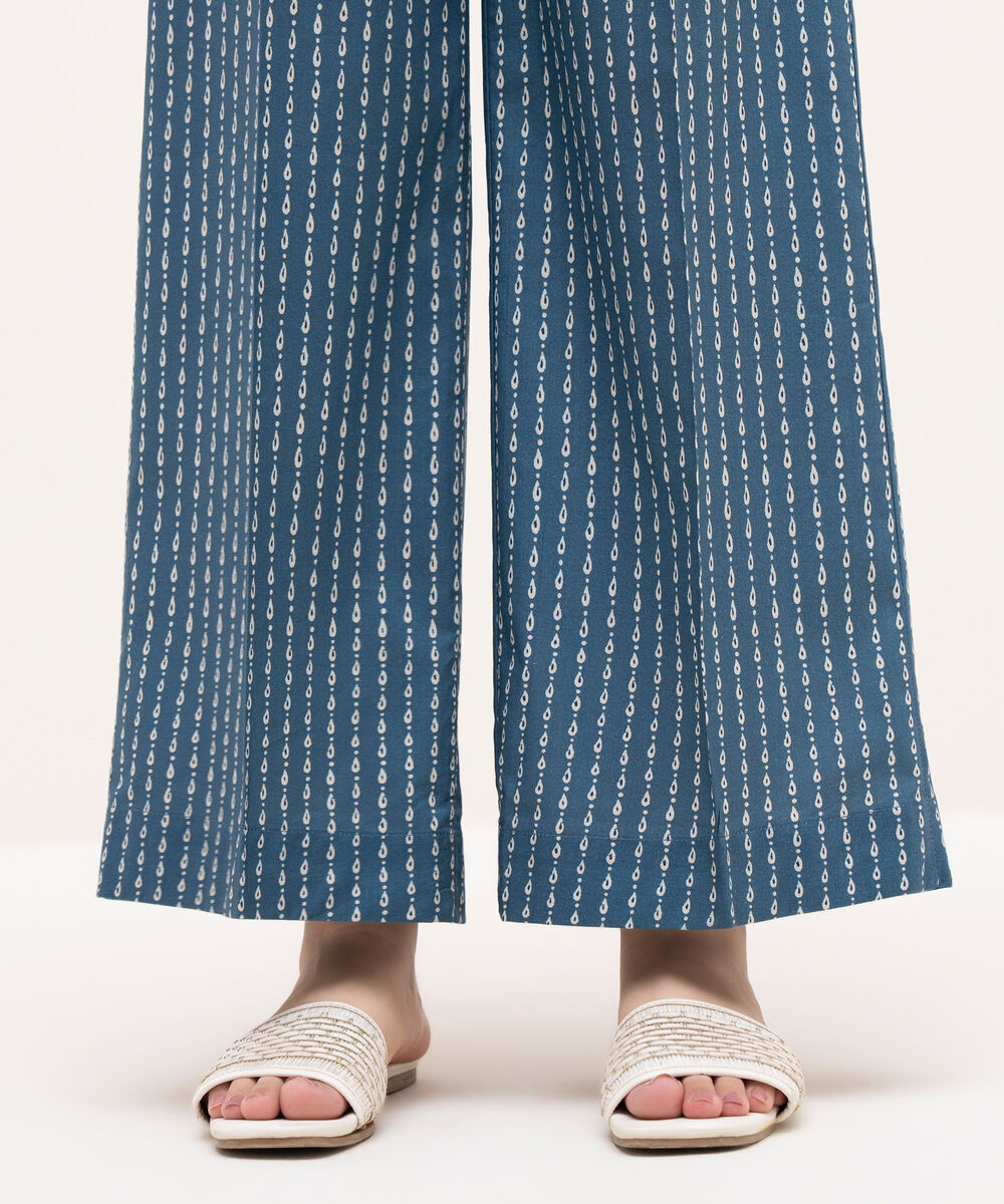 Women's RTW Cambric Blue Printed Culottes