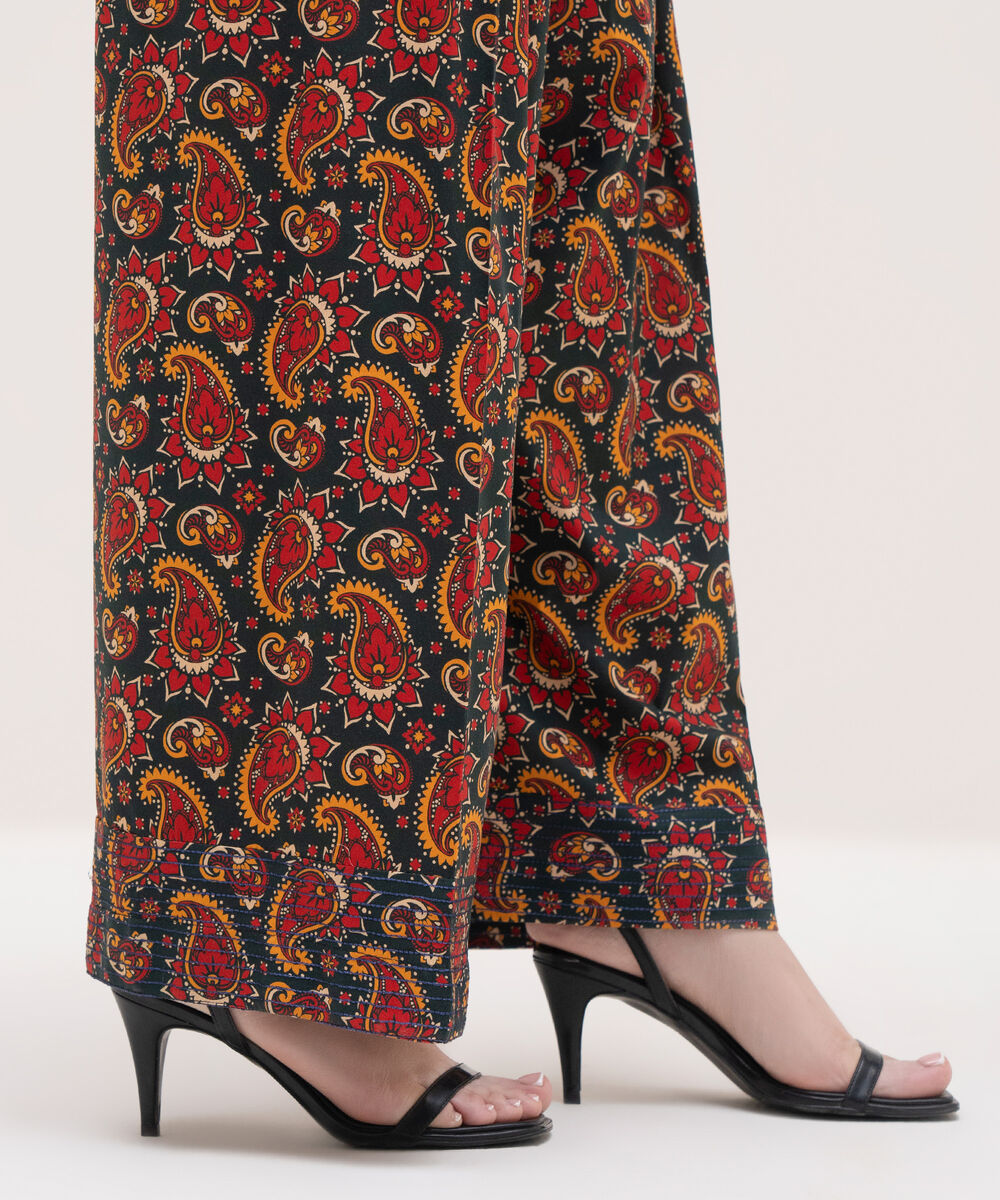 Women's RTW Cotton Viscose Black Printed Shalwar