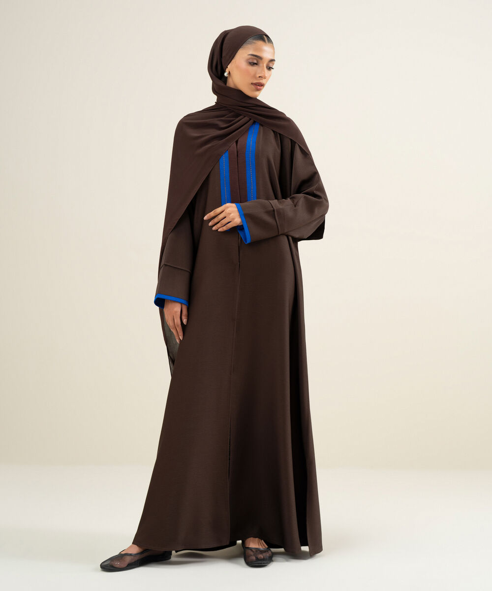 Women's  Dark Brown Kimono Abbaya Set